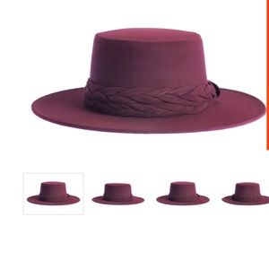 New burgundy wine wide brim hat